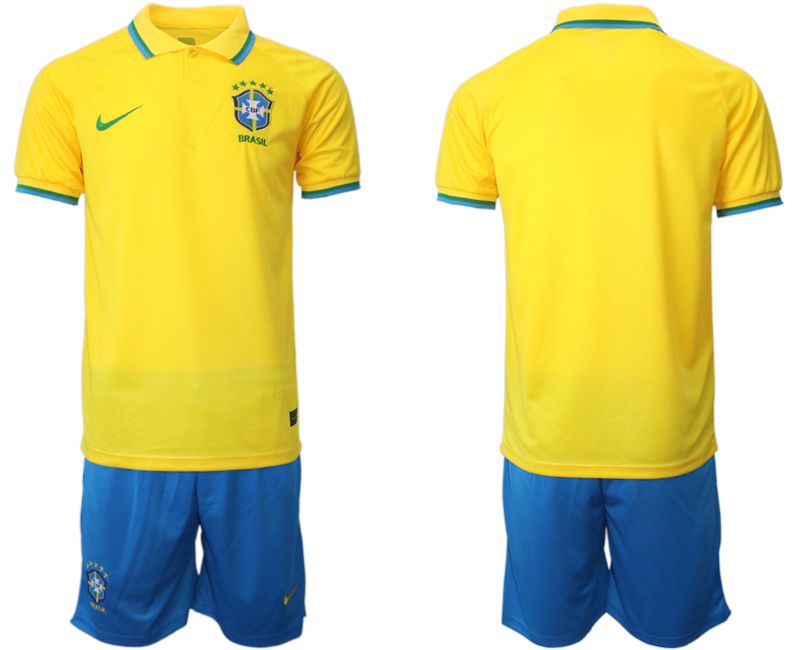 Men 2022 World Cup National Team Brazil home yellow blank Soccer Jersey